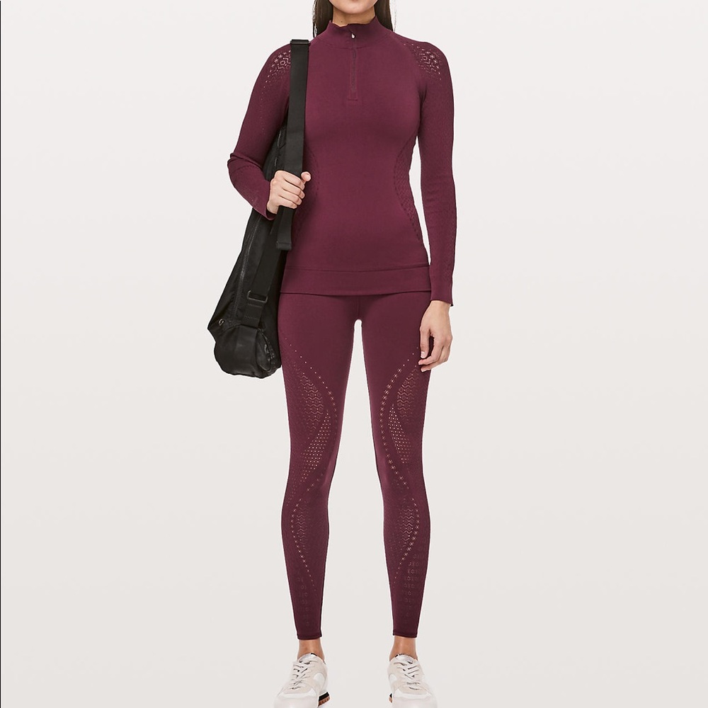 Lululemon Reveal 1/2 Zip Mindful Motion Ruby - Picture 2 of 7